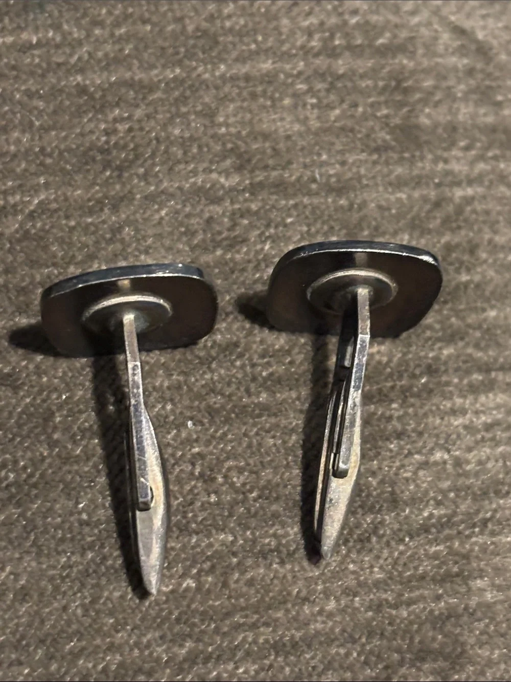 Real Silver Green Enamel Men’s Cufflinks Vintage Mid Century Modern Minimalist
